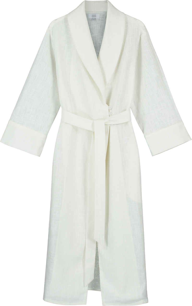 Sade Linen Robe - White