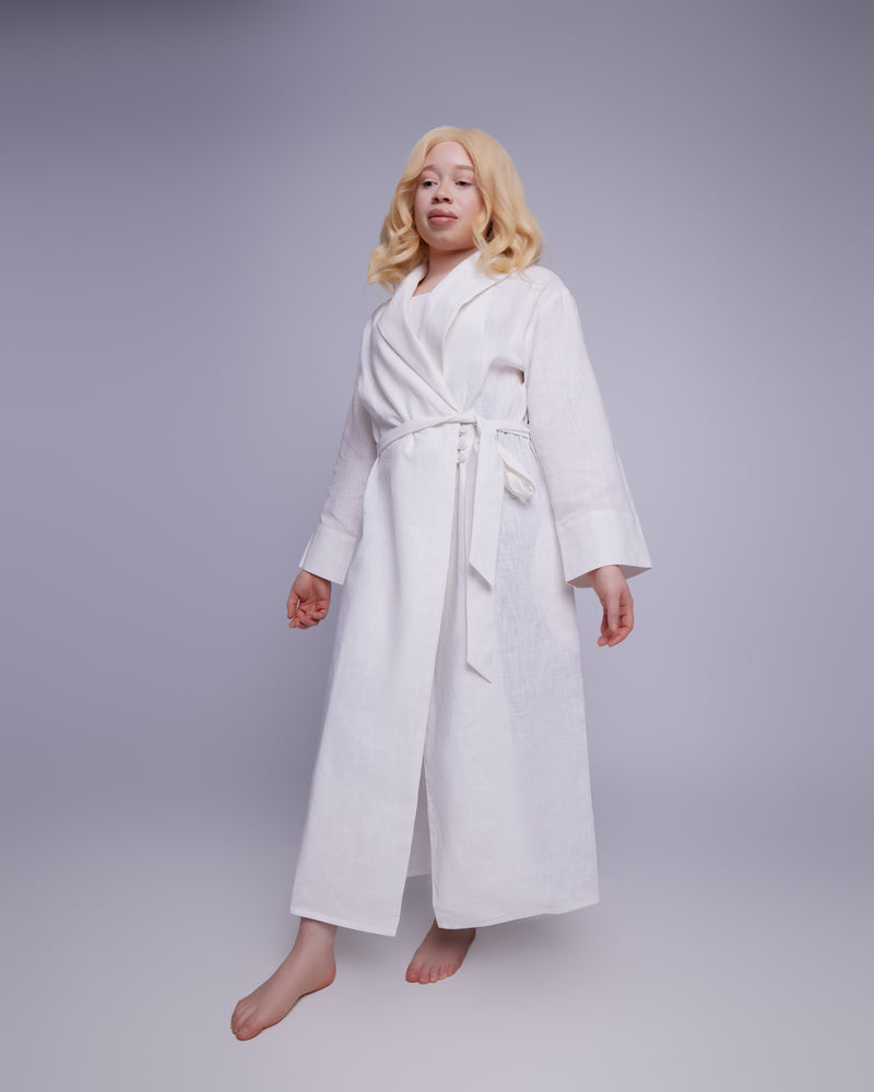 Sade Linen Robe - White