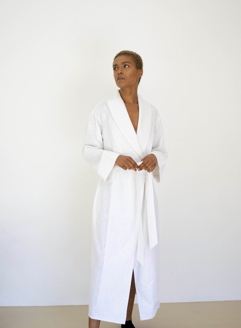 Sade Linen Robe - White