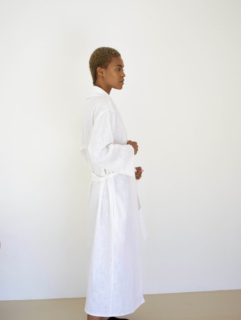 Sade Linen Robe - White